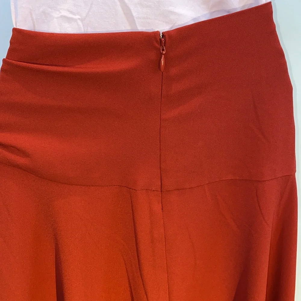 Anthropologie Mare Mare satin ruffle wrap midi skirt in red NWT - Picture 13 of 17